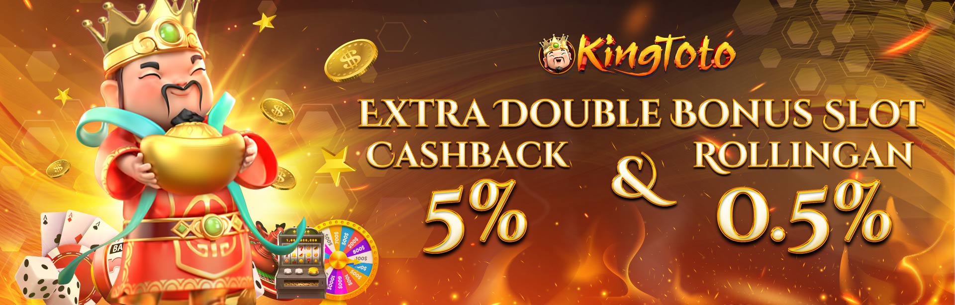 *SLOT CASHBACK 5& & ROLLINGAN 0.5%